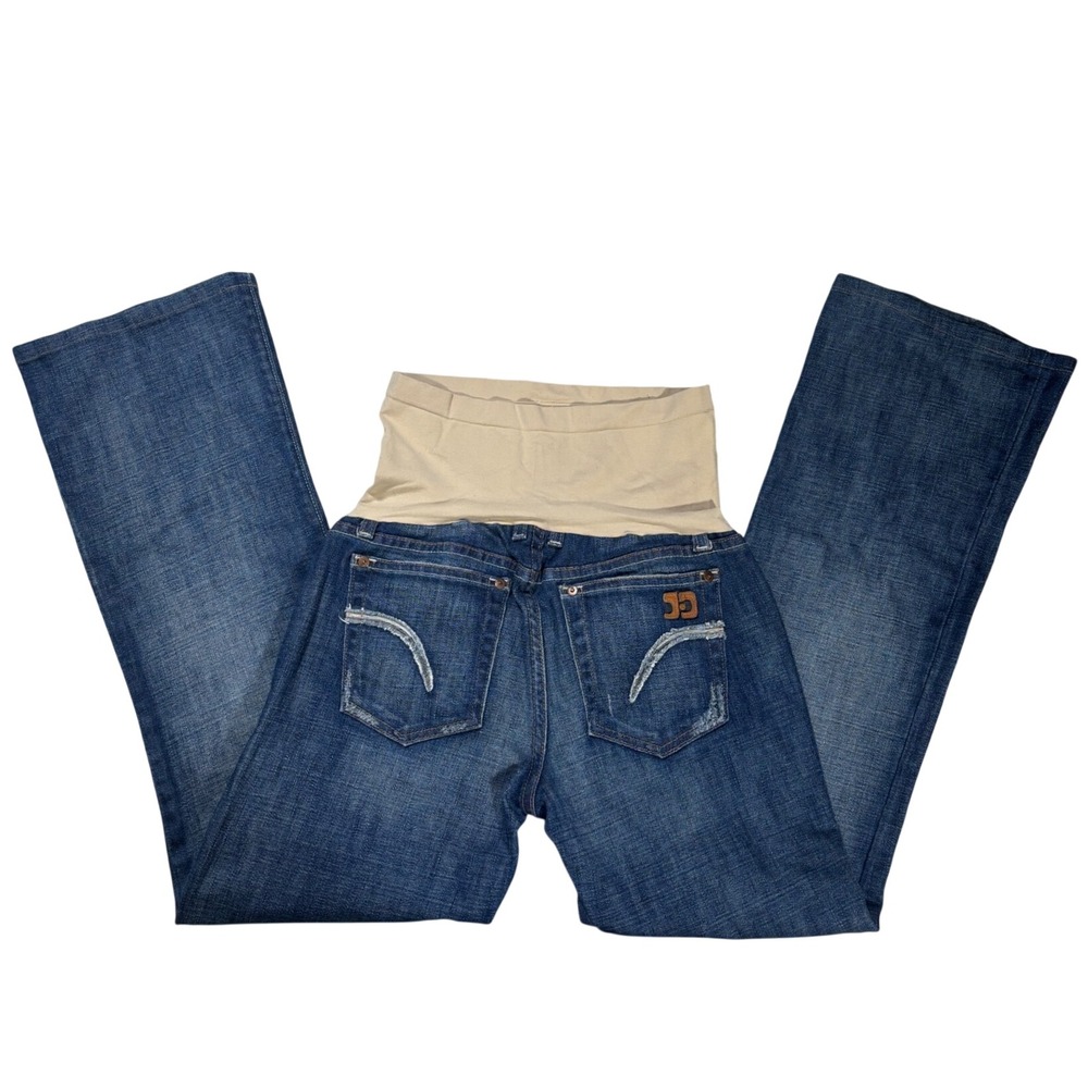 Maternity Y2K Bootcut Blue Denim Jeans Size 28 Full Panel Tan A Pea in the Pod